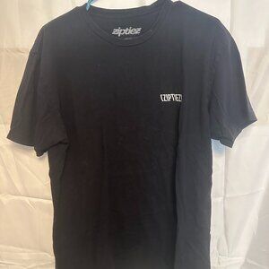 Ziptiez Mens Graphic T-Shirt, Large, Black with fox holding wrench on back.